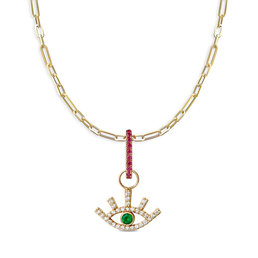 Emerald Evil Eye on Mixed links chain