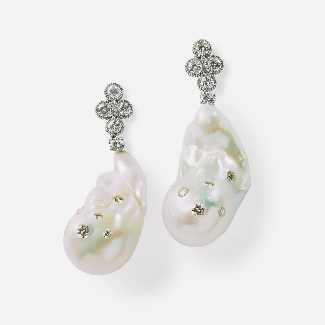 Diamond Baroque Pearl Dreamer Earrings