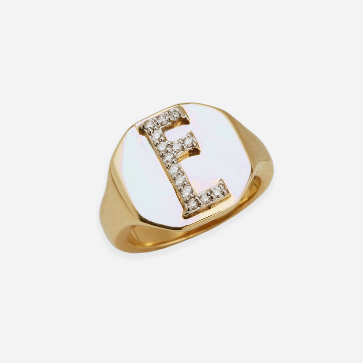 Diamond Initial Pinky Ring