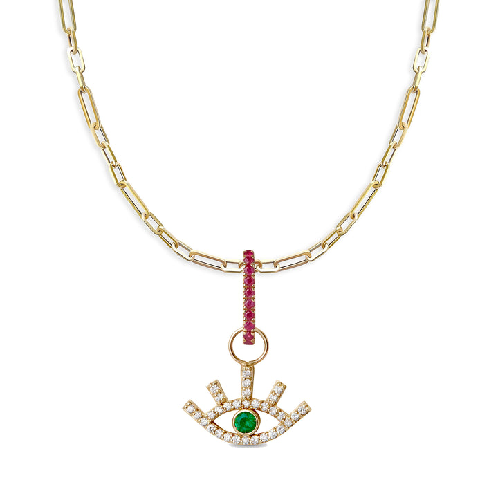 Emerald Evil Eye on Mixed links chain