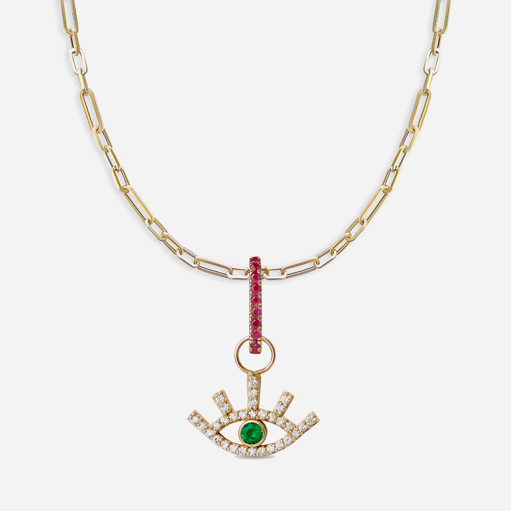 Emerald Evil Eye on Mixed links chain