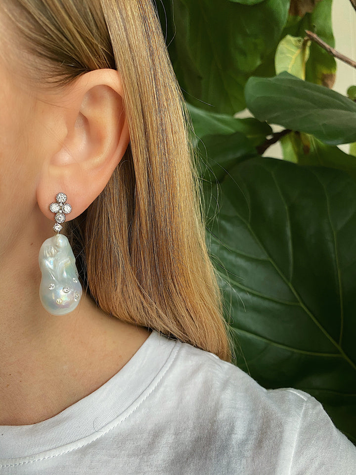 Diamond Baroque Pearl Dreamer Earrings