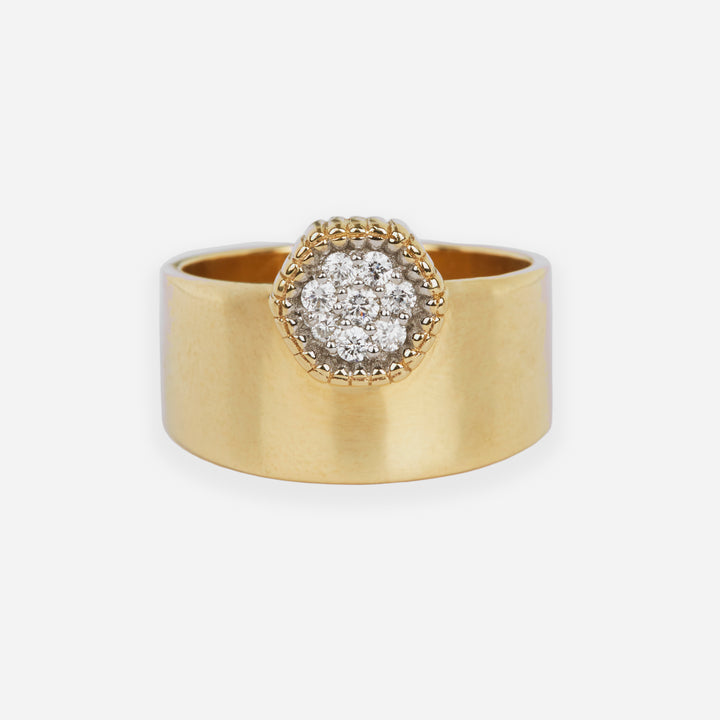 Gold & Diamond Wide Hexagon Ring