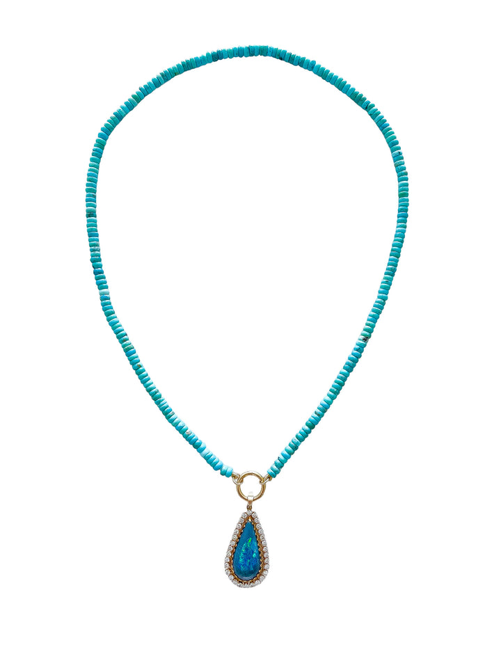 One of a kind Opal Diamond Turquoise Necklace