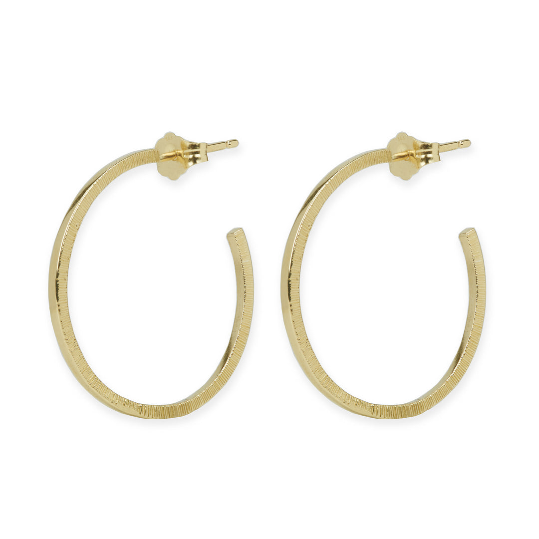 14 kt Gold "Hammered Harmony" Hoops