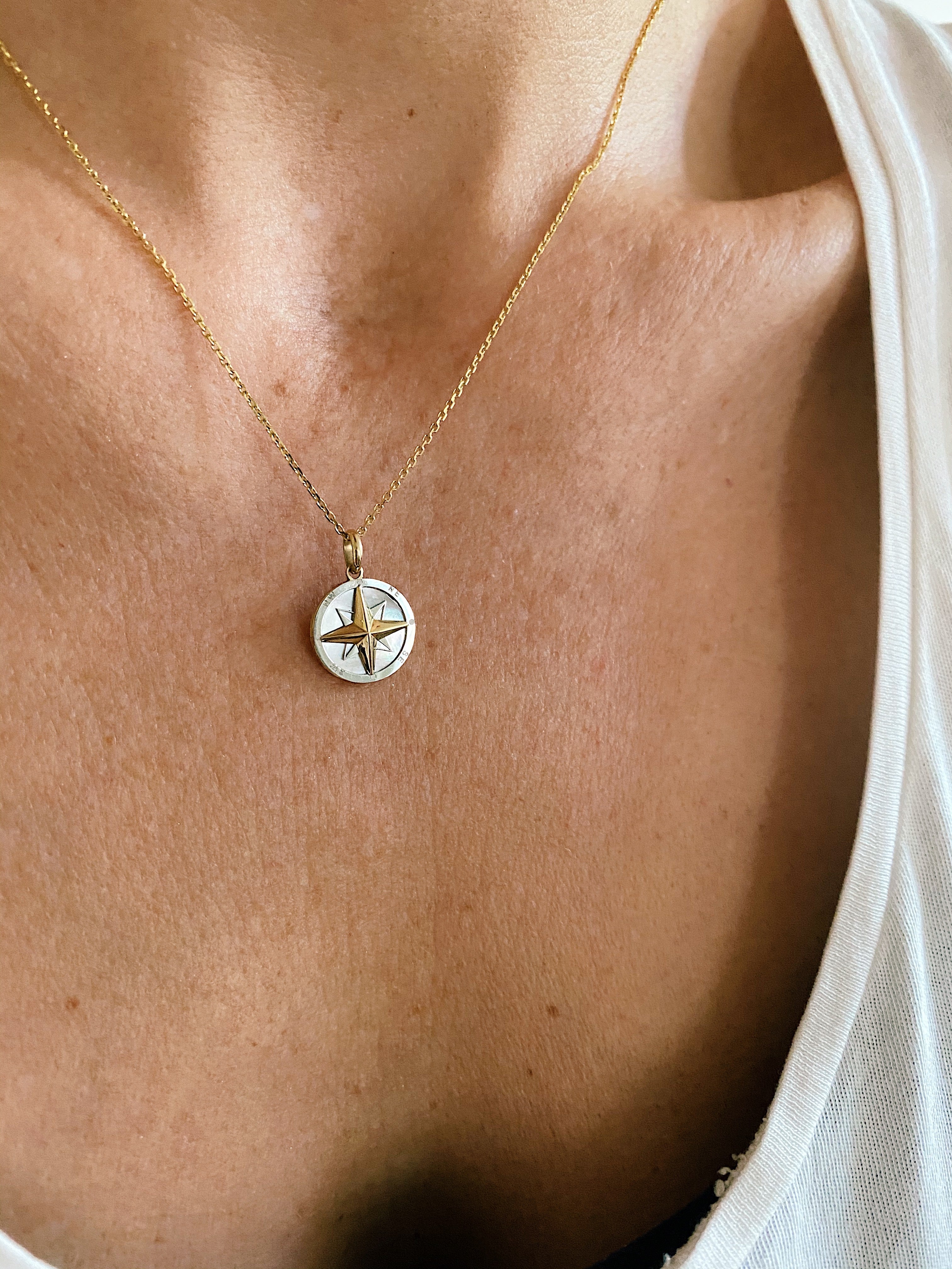 Diamond & Enamel Compass Pendant - Nuha Jewelers