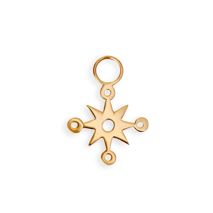 Gold Compass Hoop Charm