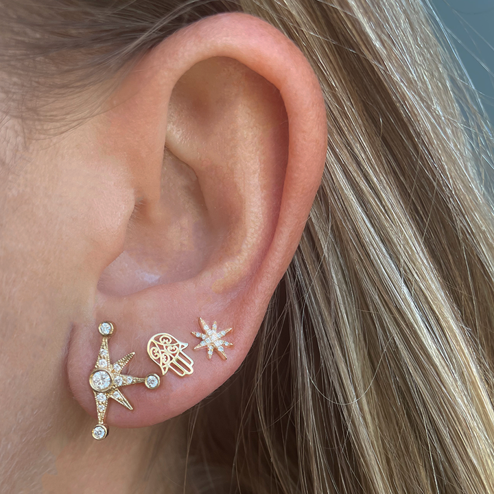 Gold Hamsa Stud