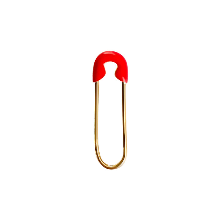 Red Enamel Safety Pin Earring
