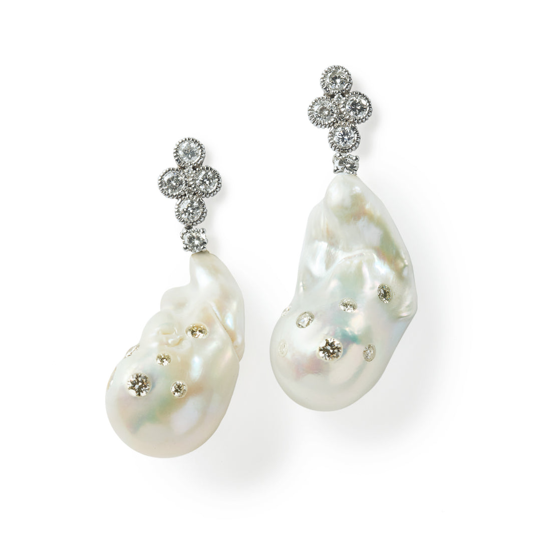 Diamond Baroque Pearl Dreamer Earrings
