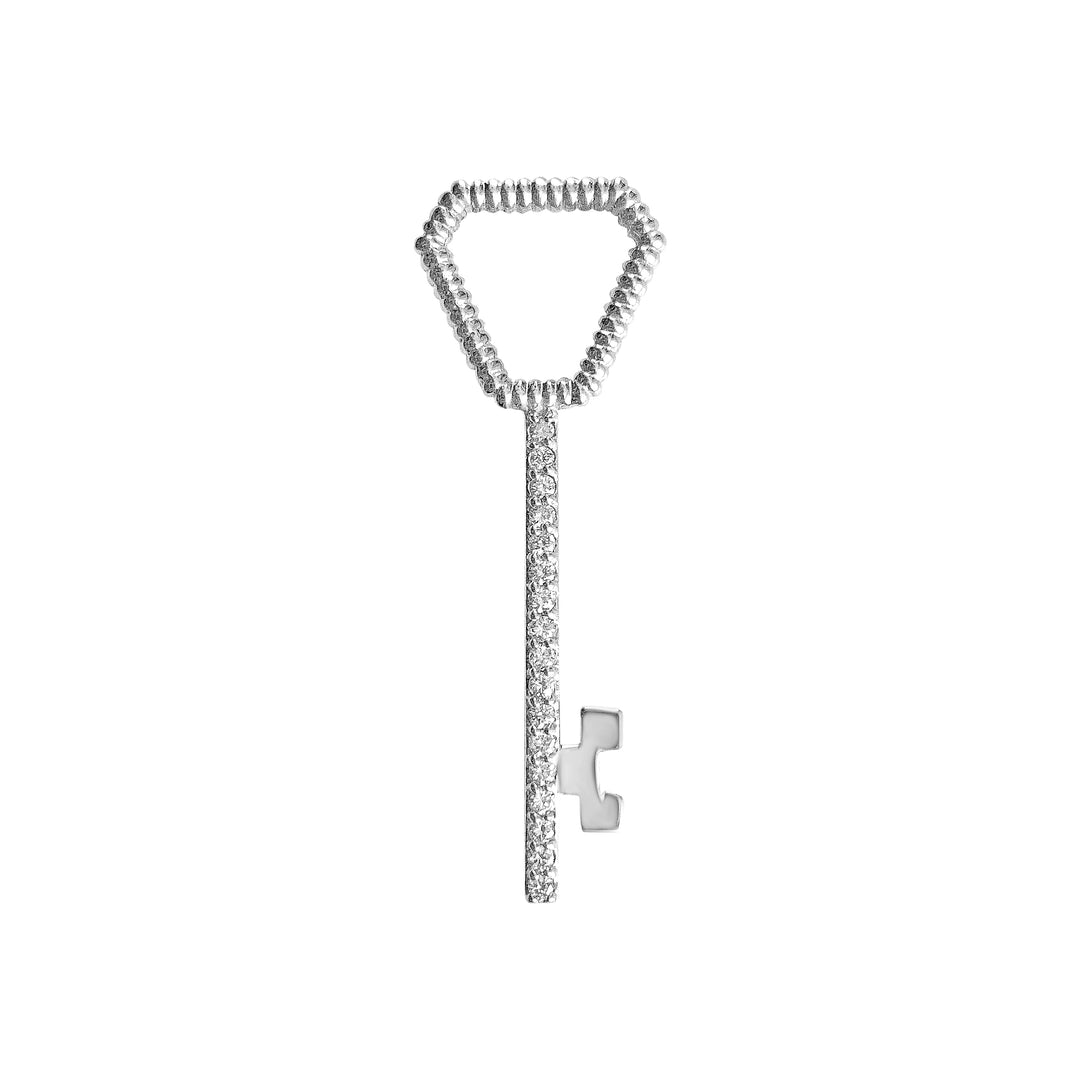 white gold diamond key charm